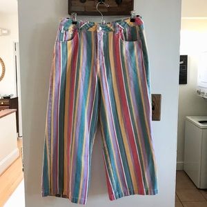 Signature8 Wide Leg Crop Striped Jeans